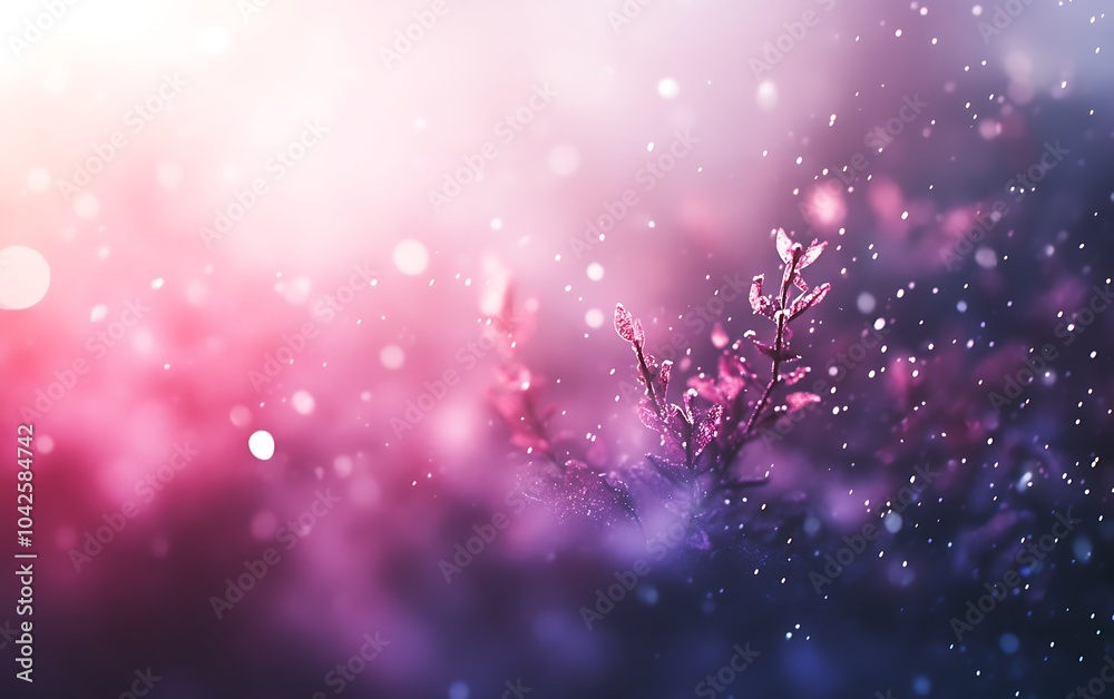 Poster A dreamy, soft-focus image showcasing shimmering bokeh effects in purple and pink hues, creating an ethereal background ambiance.