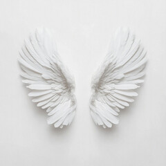 Obraz premium Fluffy and Angel and Devil Wings on Plain Background