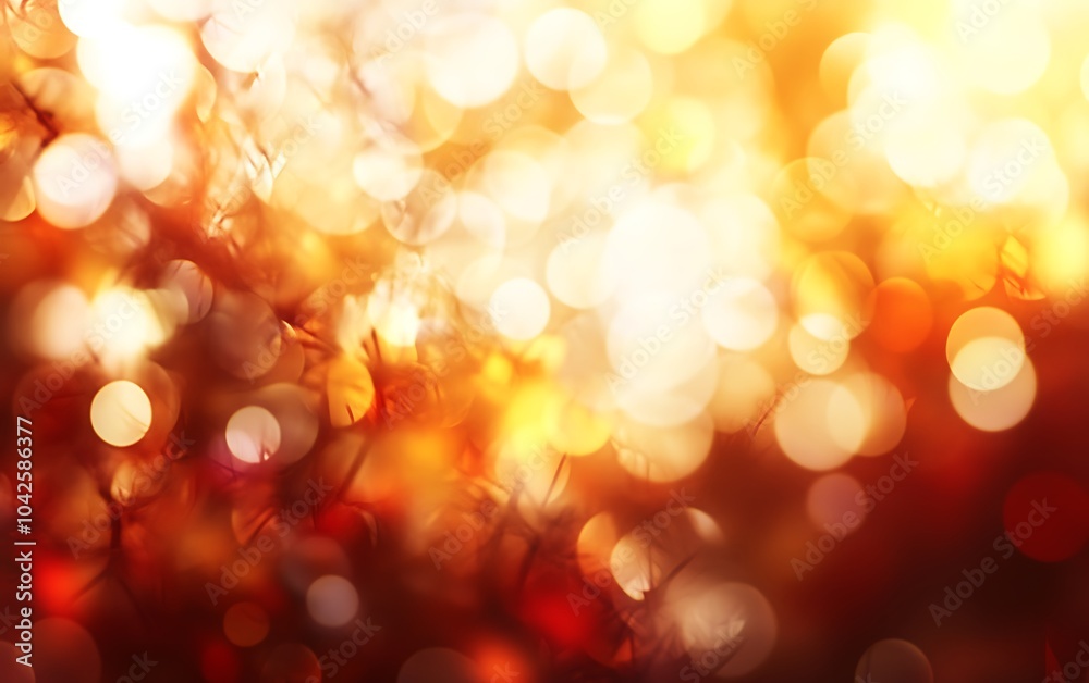 Aufkleber a warm, abstract background of glowing golden and orange bokeh lights creating a tranquil, festive a
