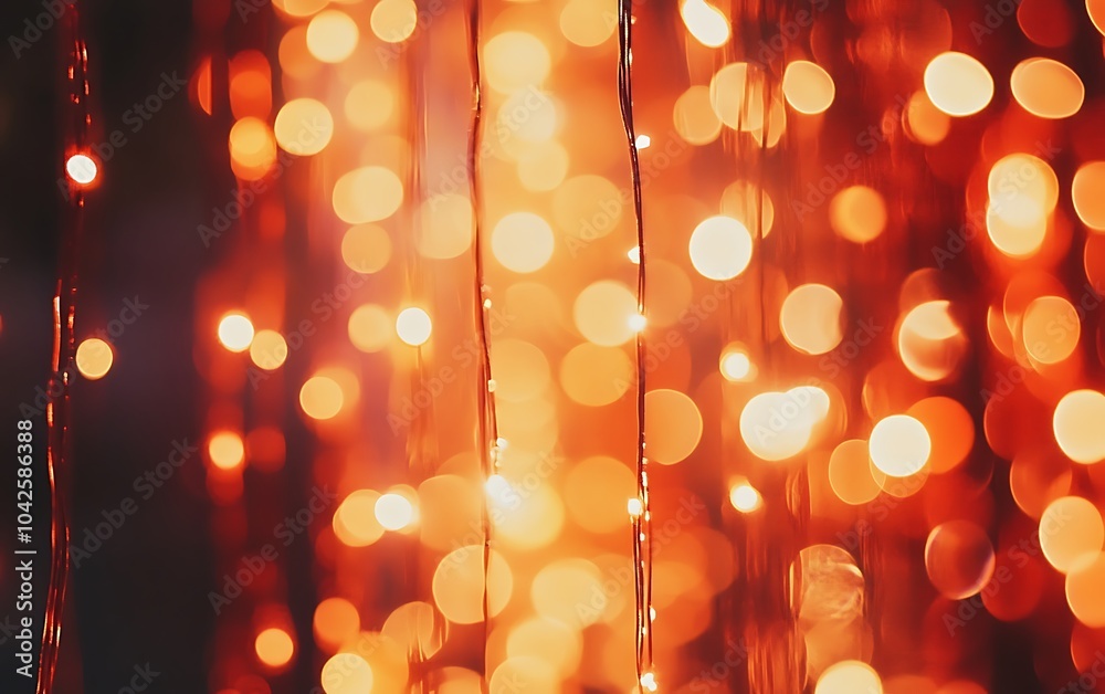 Poster a vibrant display of shimmering warm lights that create a cozy, festive atmosphere, reminiscent of c