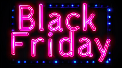 Pink Neon Black Friday Sign on Dark Background