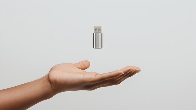 3D Holographic Floating Charging Port Connector on Minimal White Background