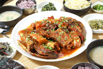 Korea food. Braised Half dried Pollack