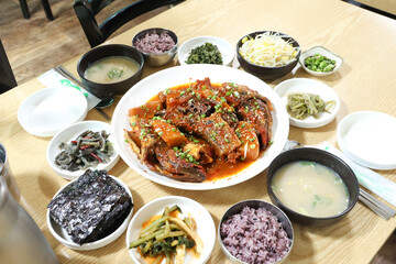 Korea food. Braised Half dried Pollack