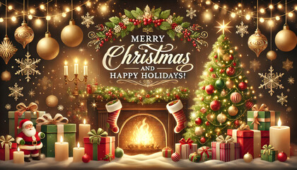 christmas tree with candles and decorations