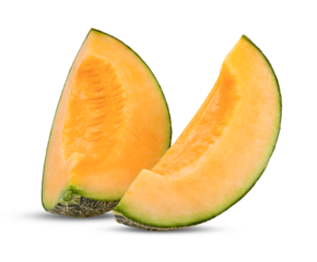 Pieces of Cantaloupe melon isolated on transparent png