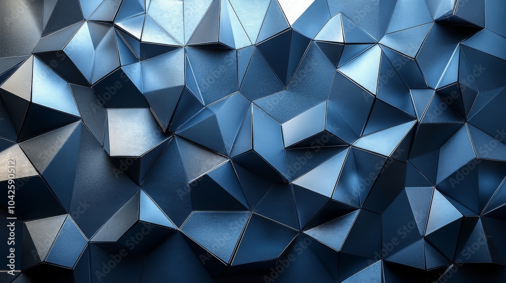Aufkleber A three-dimensional composition of angular blue shapes creates an abstract visual effect, reflecting light in intriguing ways. The matte and glossy surfaces emphasize the unique geometry.