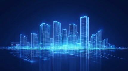 Fototapeta premium Futuristic City Skyline with Clean Lines and Bright Lighting
