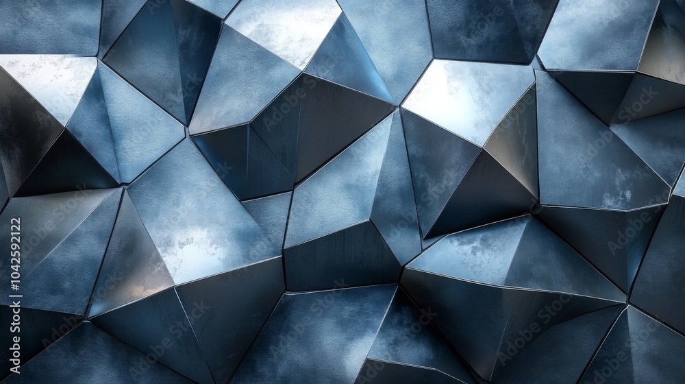Aufkleber Reflective geometric shapes create a captivating textured surface. The interplay of light on the metallic elements adds depth and complexity, enhancing the visual interest.