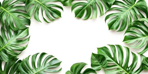 A border of tropical leaves framing a blank space for text or design.