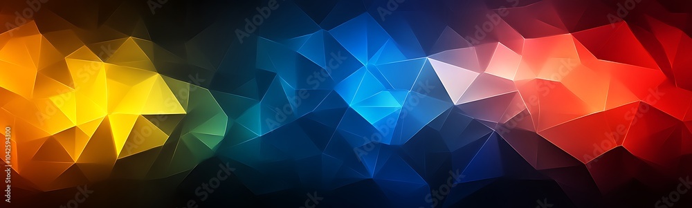 Poster a vibrant abstract background featuring geometric shapes in rainbow colors, blending seamlessly from