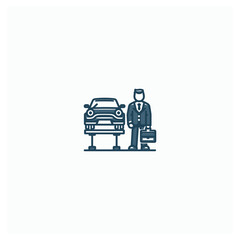 "Editable Stroke Car Dealer Outline Icon &ndash; 64x64 Pixel Perfect Vector Illustration | Automobile Icons for Websites, Apps, and Design Projects"