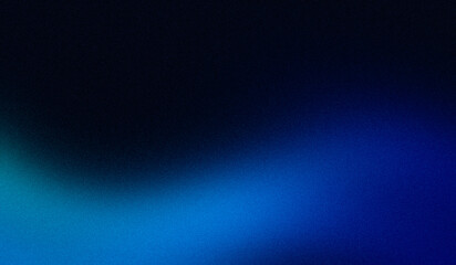 Abstract dark glowing color flow grainy backdrop design, sky blue black color wave on dark noisy gradient, website header, cover, banner, poster.