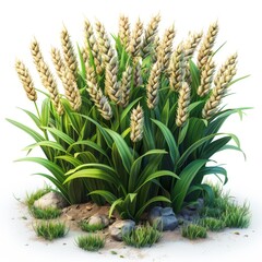 Fototapeta premium Wheat Field in Isometric 3D Cartoon Style