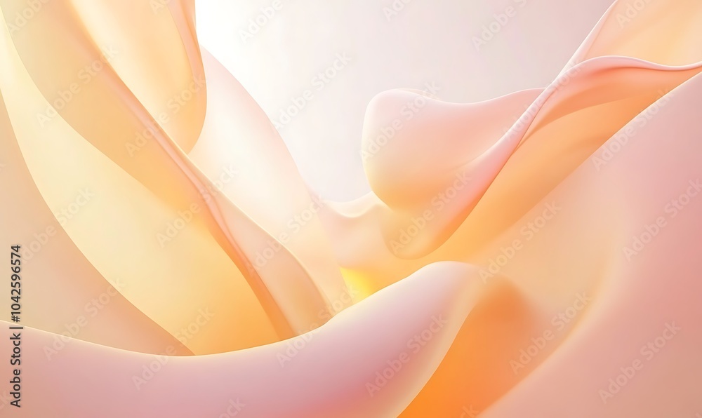 Poster A soft, abstract composition featuring gentle curves and a warm pastel color palette, evoking a sense of serenity and elegance.