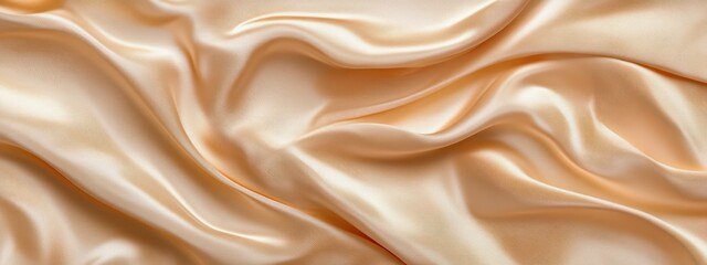 Fototapeta premium A smooth, flowing fabric in soft peach tones, showcasing elegant drapery and texture.