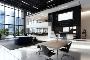 Modern office design a blend of technology and aesthetics in a corporate environment