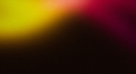 Abstract dark glowing color flow grainy backdrop design, magenta red orange black color wave on dark noisy gradient, website header, cover, banner, poster.