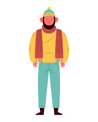 bearded man wearing winter clothes