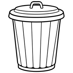 Trash can outline vector illustration 