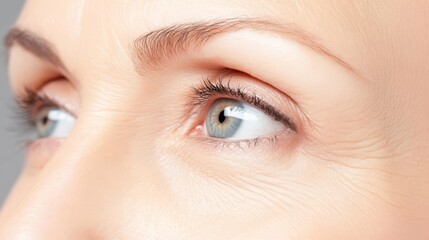 Obraz premium Deep wrinkles around the eyes transforming into smooth, youthful skin after anti-aging cream