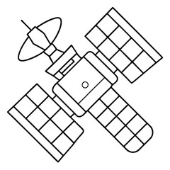 Line art of space satellite vector 