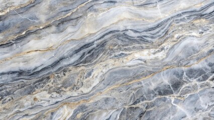 Abstract Swirling Pattern of Natural Stone with Intertwining Veins of Gray, White, and Golden Hues