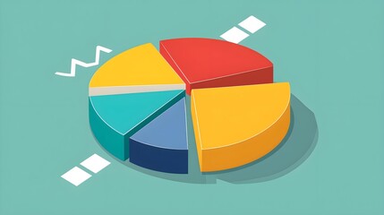 Fototapeta premium 3D Pie Chart Colorful Data Visualization Business Infographic