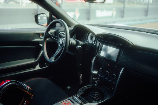 Toyota GT86 interior dashboard. Montevideo, Uruguay 2022.