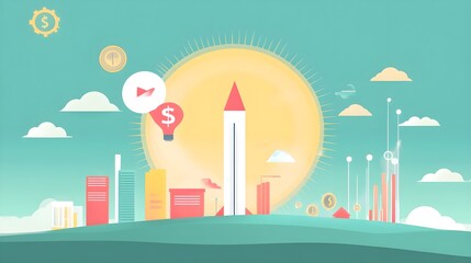 Successful Business Growth  Start Up and Investment Concept Illustration