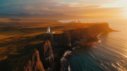 Golden Hour at the Lighthouse by the Ocean