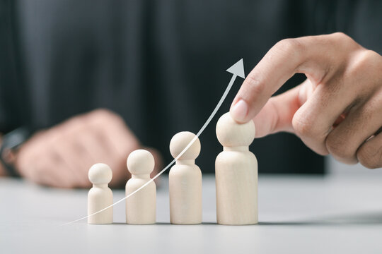 Human resource development concept, HR management, Businessman with human resource growth. evaluation, performance appraisal, skill, training, success, expert, leadership.