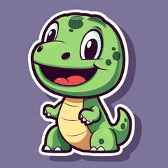 Obraz premium This adorable green dinosaur cartoon illustration is perfect for children's books, apps, games, and any project that needs a friendly and playful mascot.