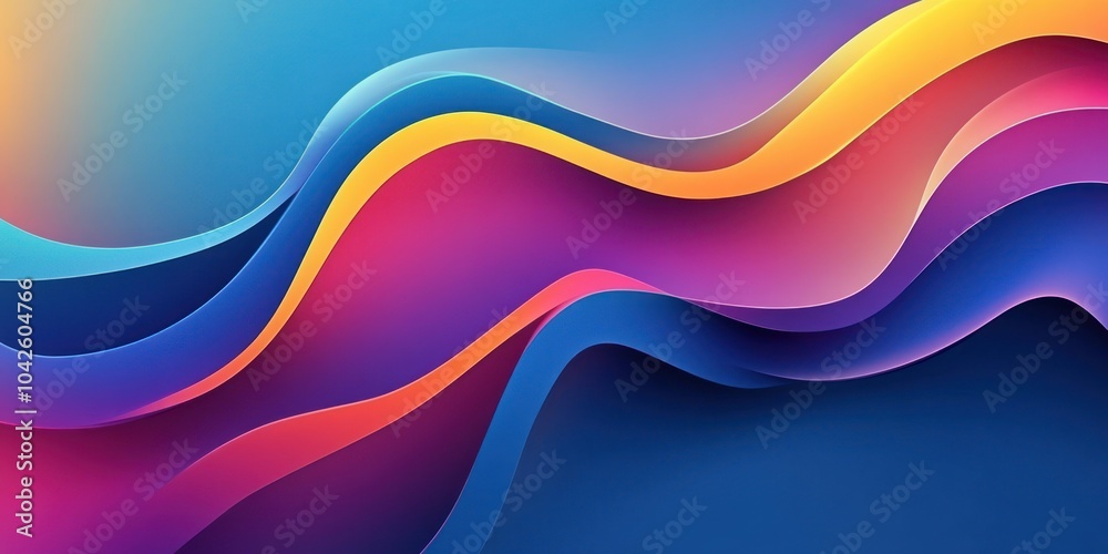 Aufkleber Abstract Colorful Wavy Shapes with Gradient Colors