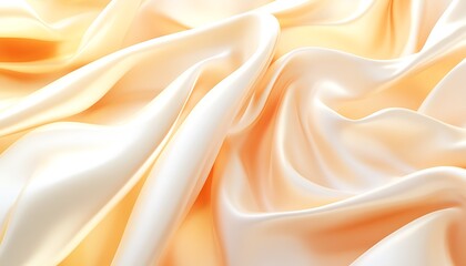 Obraz premium A close-up of flowing silk fabric in soft shades of cream and peach, showcasing luxurious texture and gentle folds.