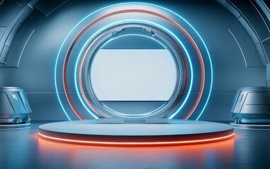 Obraz premium Future technology elements of e-commerce product display background