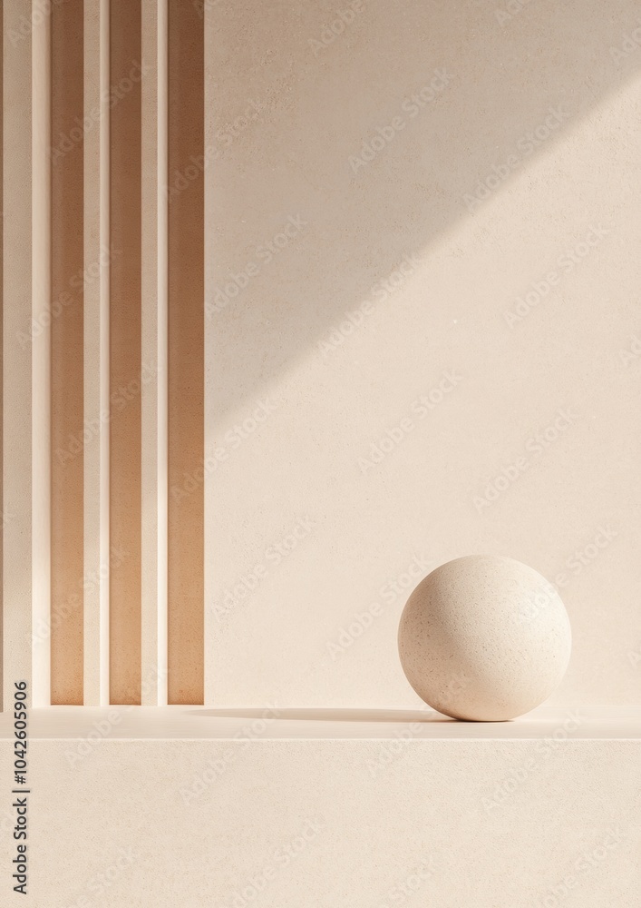 Aufkleber minimalist abstract design with textured sphere and geometric lines