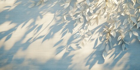 Obraz premium Soft shadows of delicate leaves cast on a light background, creating a serene atmosphere.