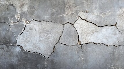 Obraz premium Close up of cracks in concrete wall, abstract texture, damaged building facade