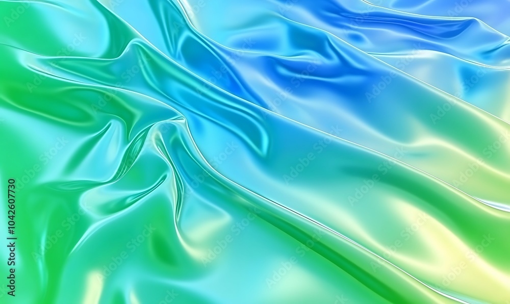 Aufkleber A shimmering fabric showcases a blend of blue and green hues, creating a tranquil and fluid visual texture.