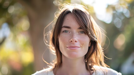 Fototapeta premium Soft Focus Portrait of a Freckled Woman