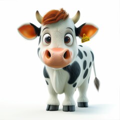 3D Cartoon Cow Full Body Rendering