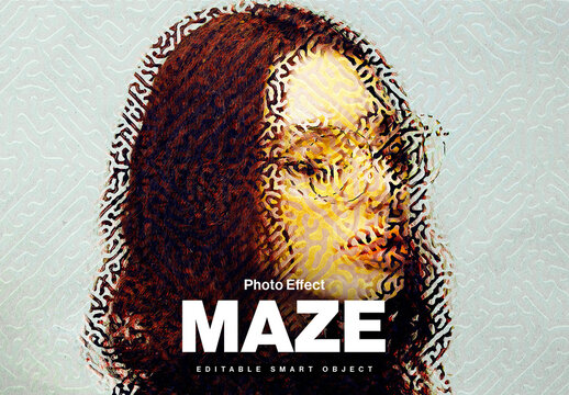 Maze Glitch Photo Effect Template