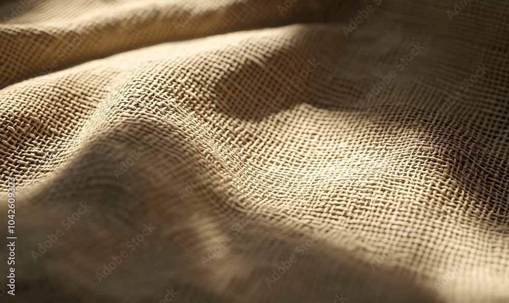 Fototapete close-up of textured fabric, showcasing a soft, natural color with gentle light and shadows enhancin