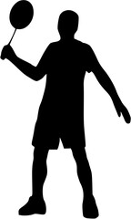 Badminton player. Silhouette of a badminton player. Vector illustration