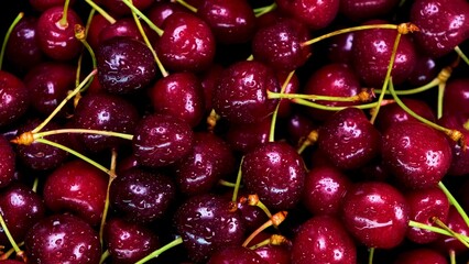 Close up of sweet red ripe cherries