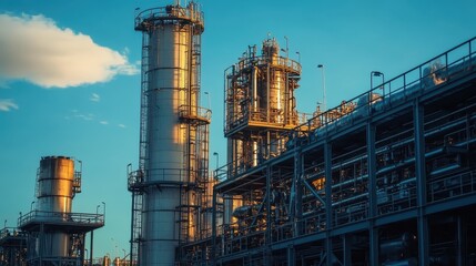 Fototapeta premium Industrial Refinery with Steel and Concrete Structures