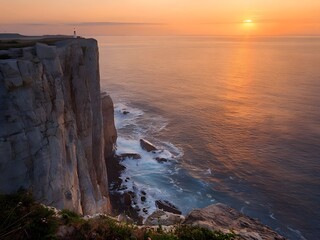  Sunset Over Cliffs by the Ocean