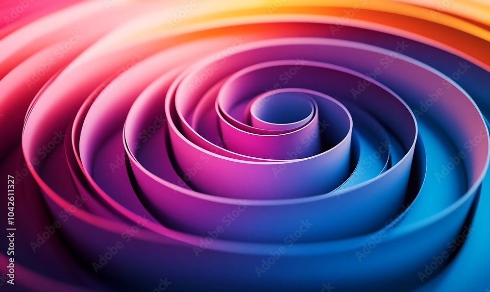Aufkleber a vibrant spiral pattern featuring smooth, layered curves in gradient shades of blue, purple, and or