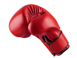 close-up shot of a bright red boxing glove generative ai